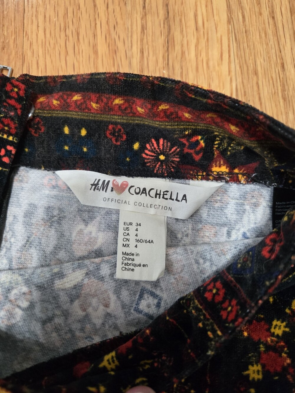 Floral Patterned Boho Mini Skirt in Black, Red and Yellow - Picture 3 of 6